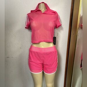 Pink Mesh Two-Piece Athletic Set